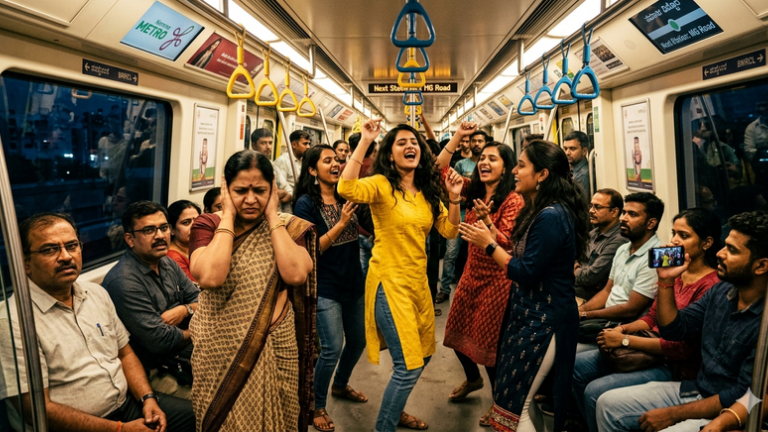 ನಮ್ಮ ಮೆಟ್ರೋದಲ್ಲಿ ಯುವತಿಯರ ಗದ್ದಲ