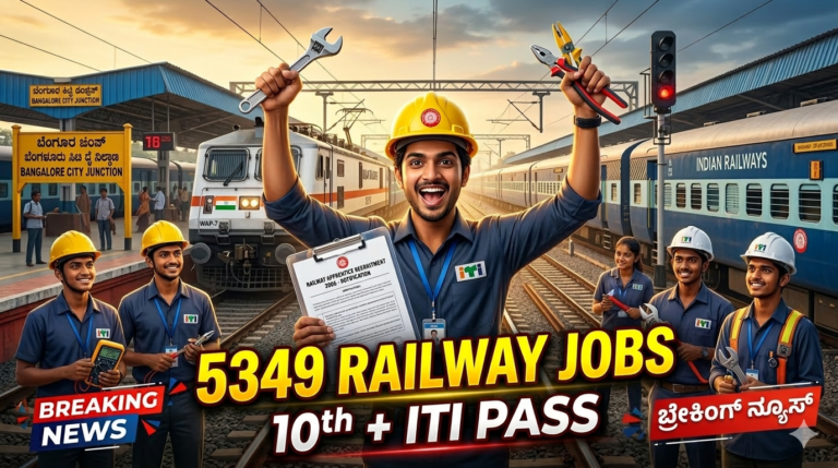Railway Apprentice Recruitment 2026: 10ನೇ ತರಗತಿ & ITI ಪಾಸ್ ಅಭ್ಯರ್ಥಿಗಳಿಗೆ 5349 ಹುದ್ದೆಗಳ ಭಾರಿ ಅವಕಾಶ – ಪರೀಕ್ಷೆ ಇಲ್ಲದೆ ನೇರ ಆಯ್ಕೆ
