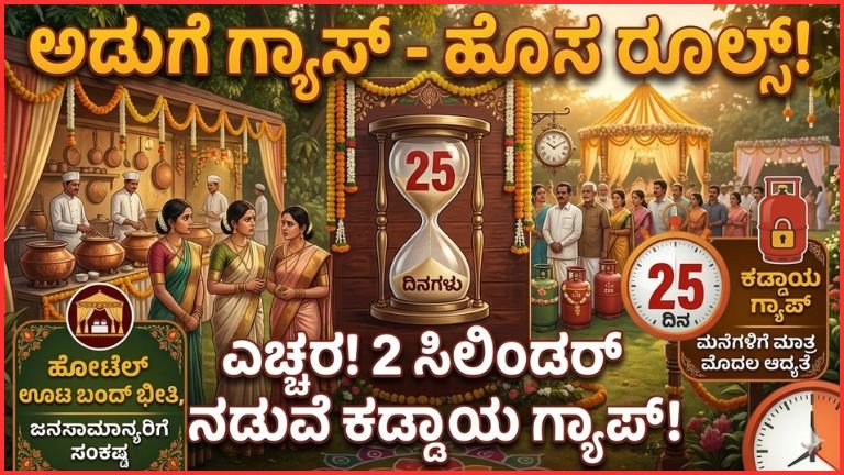 LPG Cylinder New Rules: ಗ್ಯಾಸ್ ಬುಕ್ಕಿಂಗ್‌ಗೆ 25 ದಿನಗಳ ಹೊಸ ನಿಯಮ! ಬೆಂಗಳೂರಲ್ಲಿ ಹೋಟೆಲ್ ಊಟಕ್ಕೂ ಸಮಸ್ಯೆ?