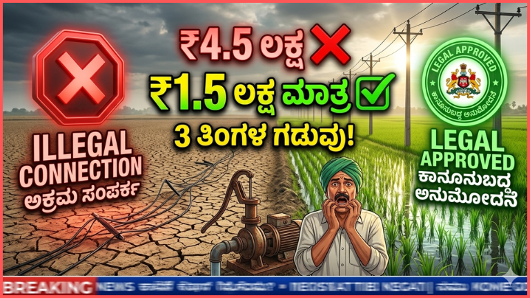 ಅಕ್ರಮ ಪಂಪ್‌ಸೆಟ್ ಇದೆಯಾ? ₹4.5 ಲಕ್ಷ ಬದಲು ₹1.5 ಲಕ್ಷಕ್ಕೆ ಸಕ್ರಮ – ರೈತರಿಗೆ 3 ತಿಂಗಳ ಸುವರ್ಣಾವಕಾಶ