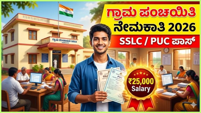 ಗ್ರಾಮ ಪಂಚಾಯಿತಿ ನೇಮಕಾತಿ 2026: SSLC / PUC ಪಾಸ್ ಅಭ್ಯರ್ಥಿಗಳಿಗೆ ಸರ್ಕಾರಿ ಉದ್ಯೋಗದ ದೊಡ್ಡ ಅವಕಾಶ